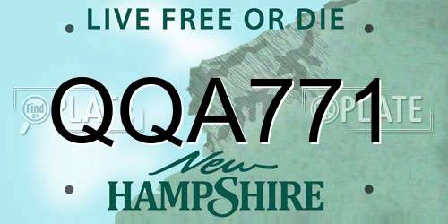 QQA771 New Hampshire License Plate