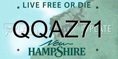QQAZ71 New Hampshire License Plate