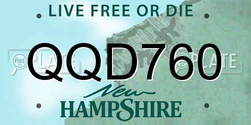 QQD760 New Hampshire License Plate
