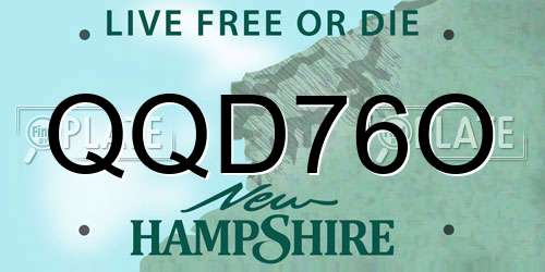 QQD76O New Hampshire License Plate