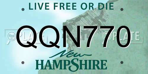 QQN770 New Hampshire License Plate