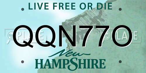 QQN77O New Hampshire License Plate