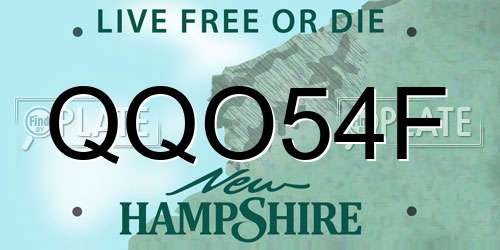 QQO54F New Hampshire License Plate