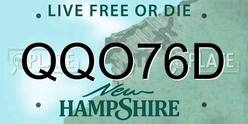 QQO76D New Hampshire License Plate