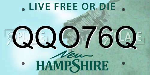 QQO76Q New Hampshire License Plate
