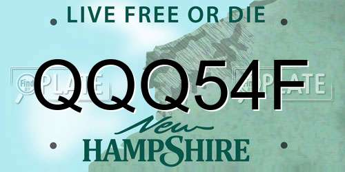 QQQ54F New Hampshire License Plate