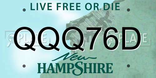 QQQ76D New Hampshire License Plate