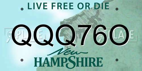 QQQ76O New Hampshire License Plate