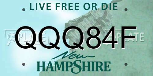 QQQ84F New Hampshire License Plate