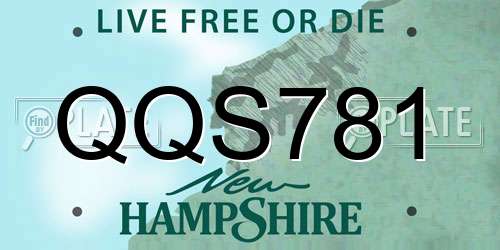 QQS781 New Hampshire License Plate