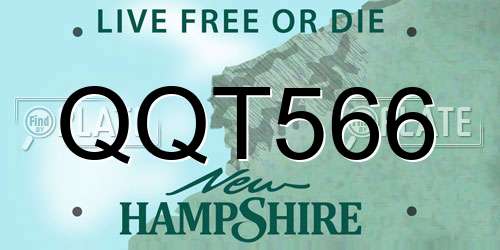QQT566 New Hampshire License Plate