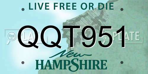 QQT951 New Hampshire License Plate