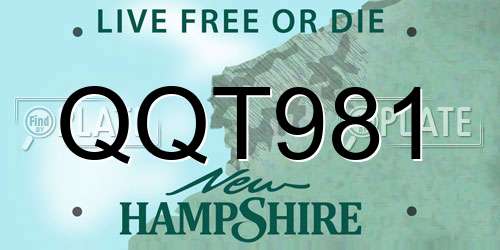 QQT981 New Hampshire License Plate