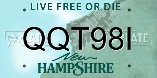 QQT98I New Hampshire License Plate