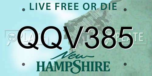 QQV385 New Hampshire License Plate