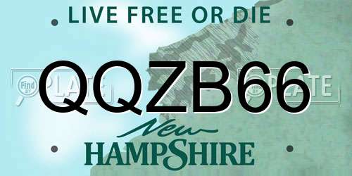 QQZB66 New Hampshire License Plate