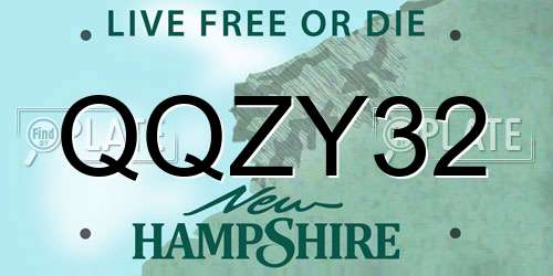 QQZY32 New Hampshire License Plate