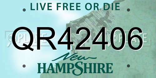 QR42406 New Hampshire License Plate