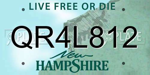 QR4L812 New Hampshire License Plate