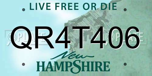 QR4T406 New Hampshire License Plate