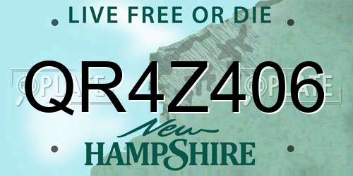 QR4Z406 New Hampshire License Plate
