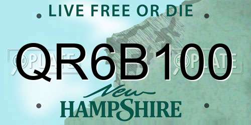 QR6B100 New Hampshire License Plate