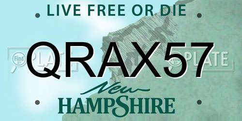 QRAX57 New Hampshire License Plate