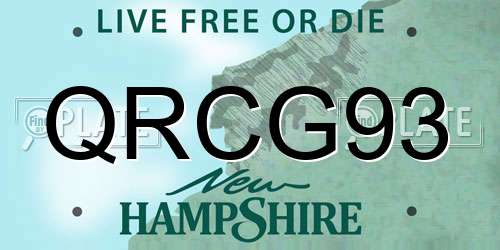 QRCG93 New Hampshire License Plate