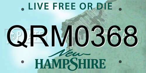 QRM0368 New Hampshire License Plate