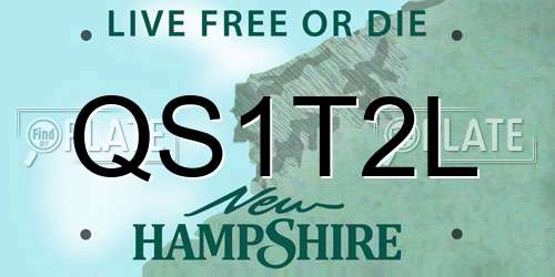 QS1T2L New Hampshire License Plate