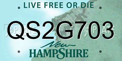 QS2G703 New Hampshire License Plate
