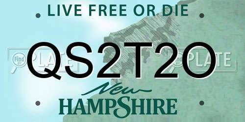 QS2T2O New Hampshire License Plate