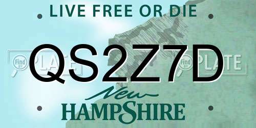 QS2Z7D New Hampshire License Plate