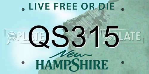 QS315 New Hampshire License Plate