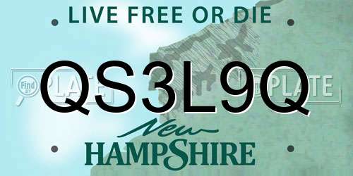 QS3L9Q New Hampshire License Plate