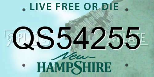 QS54255 New Hampshire License Plate