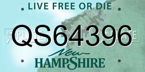 QS64396 New Hampshire License Plate