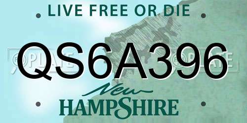 QS6A396 New Hampshire License Plate