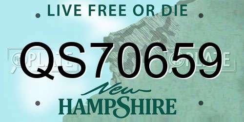 QS70659 New Hampshire License Plate