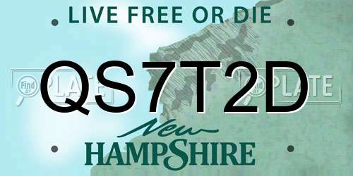 QS7T2D New Hampshire License Plate