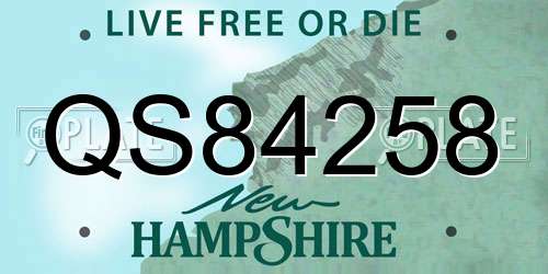 QS84258 New Hampshire License Plate