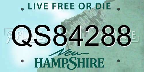 QS84288 New Hampshire License Plate