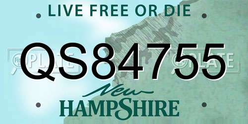 QS84755 New Hampshire License Plate