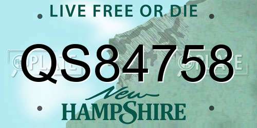 QS84758 New Hampshire License Plate
