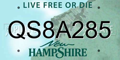 QS8A285 New Hampshire License Plate