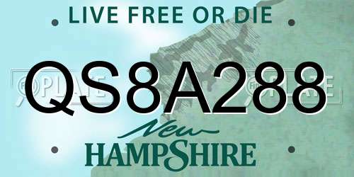 QS8A288 New Hampshire License Plate