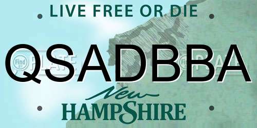 QSADBBA New Hampshire License Plate