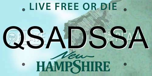 QSADSSA New Hampshire License Plate