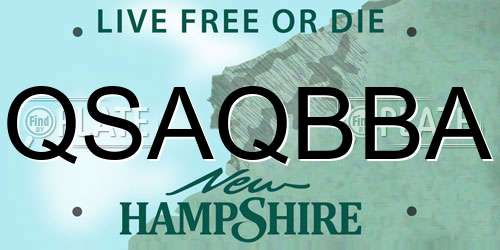 QSAQBBA New Hampshire License Plate