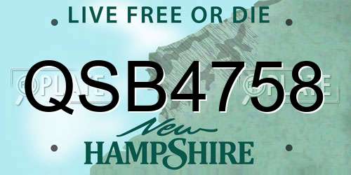 QSB4758 New Hampshire License Plate